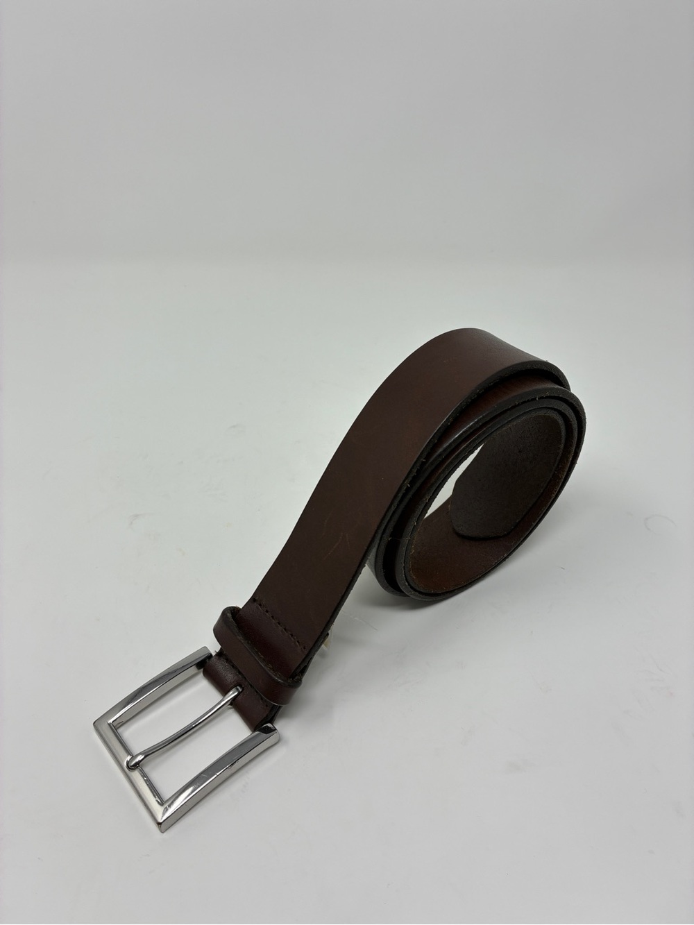 Banana Republic Dark Brown Leather Belt with Silver Buckle 36